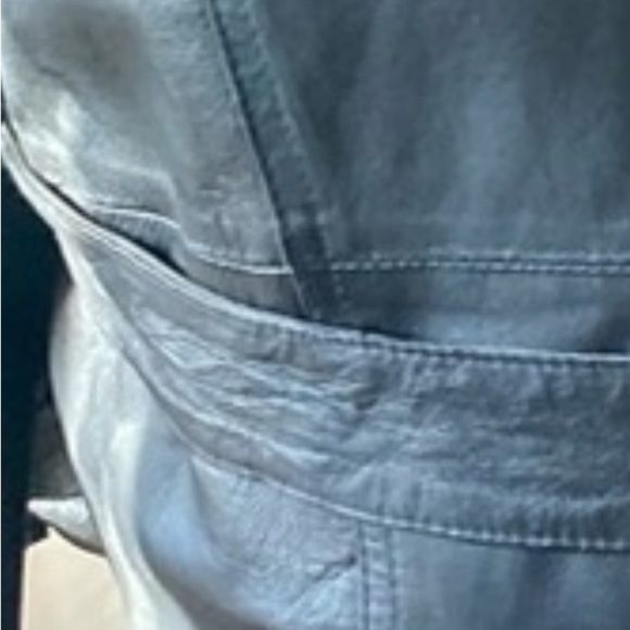 Men’s Black Leather trench coat double breasted with belt - Picture 6 of 6